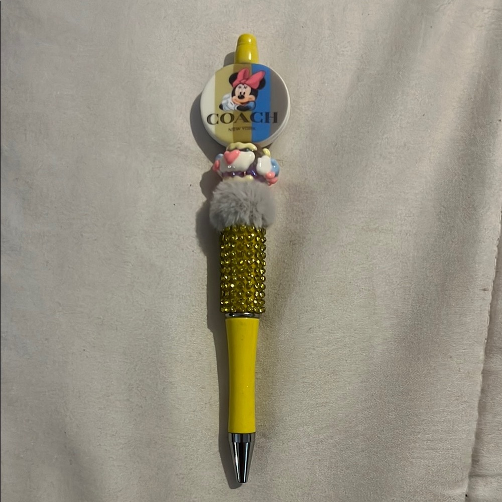 Coach Yellow and Silver Decorative Pen with Snow Globe Top